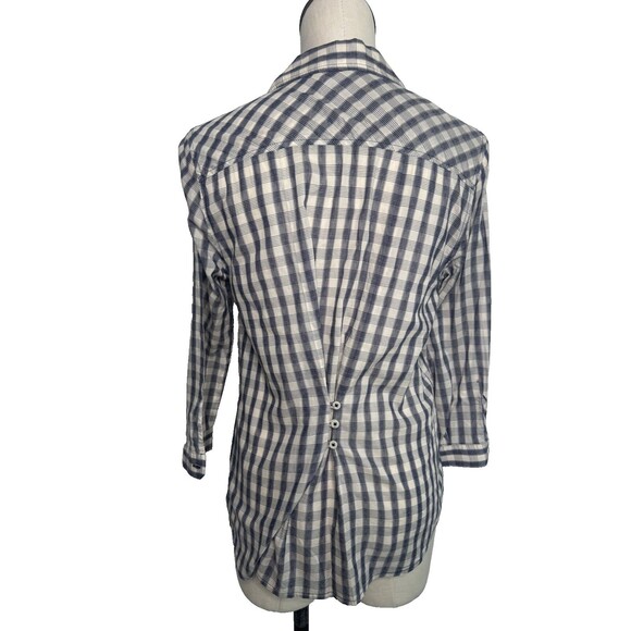 Lucky Brand Plaid Button-Up Shirt Womens Medium 3/4 Sleeve Lightweight Western - Picture 2 of 8